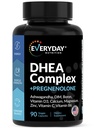 DHEA Micronized 200mg Komplex med Pregnenolone 100mg Supplement för Män & Kvinnor med Ashwagandha, DIM, Magnesium, Boron, Calcium, Zink, Vitamin D3, C och B6 Hormone Support - Tillverkad i USA 90 kapslar
