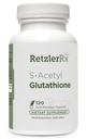 RetzlerRx S-Acetyl Glutathione Supplement 100 mg. per Capsule, Made in USA - 120 Acid-Resistant Capsules - Antioxidant Support - Non-GMO, Soy & Gluten-Free / Bergaflow®, Pharmaceutical Grade
