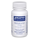 Rena inkapslingar Melatonin 3 mg - Antioxidant tillskott för att stödja naturlig sömn och lättnad av yrkessömnlöshet - för naturligt sömnstöd * - 60 kapslar