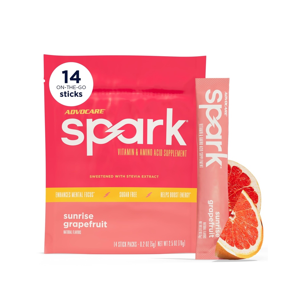 AdvoCare Spark - Energy Drink Mix - Vitamin & Amino Acid Supplement - Stöder energi & Focus * - Portable Immune Support * - Sugar-Free - Sunrise Grapefruit, 14 Stick Packs (2.5 oz)