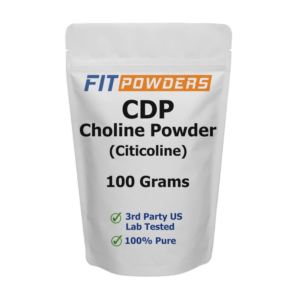 Citicoline Powder, CDP Choline Powder Pure med Scoop, icke-GMO, kognitivt tillskott för minne och lärande (100 Grams)