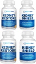 Kidney Restore & Kidney Shield 4-Pack Bundle Pills - Natural Kidney Support Supplement for Kidney Cleanse Detox & Repair - Comprehensive Renal & Kidney Health Supplement för att stödja njurfunktion
