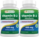 Bästa Naturals Vitamin B2 (Riboflavin) 400mg - Migraine Relief - Veggie Capsules - Conezyme Precursor - 120 Count (120 Count (Pack of 2)