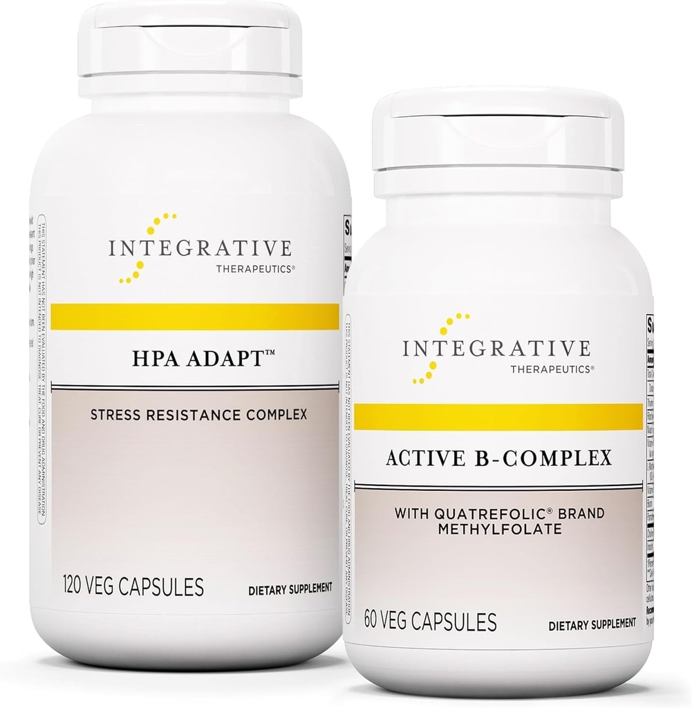 Integrativ terapeutik Bundle med aktiv B-Complex, 60 kapslar och HPA Adapt, 120 Vegan kapslar - Aktiv B-komplex för att stödja energimetabolism - HPA Adapt för att stödja hälsosam stressrespons