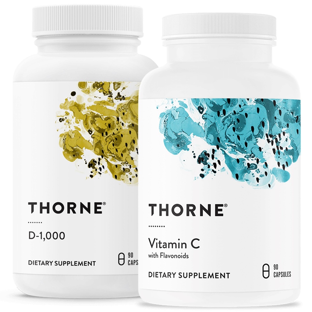 THORNE - Immune Support Combo - Vitamin D3 & Vitamin C Blend för hälsosam immunfunktion - 30 till 90 portioner