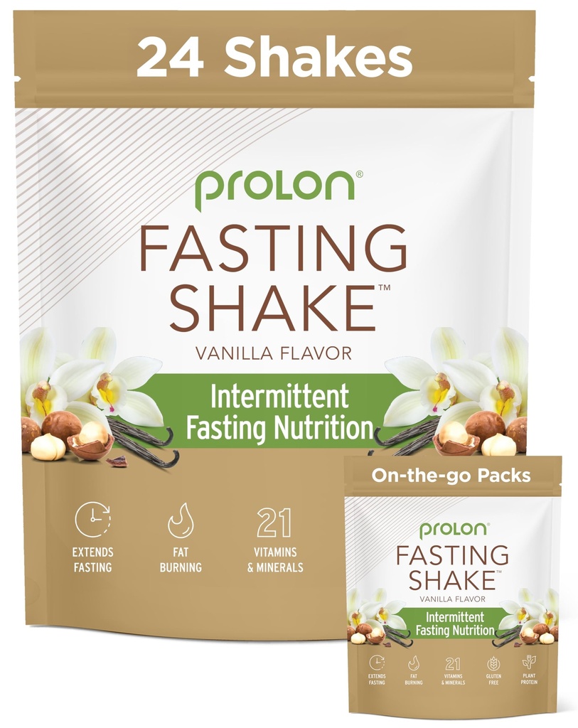 Prolon Intermittent Fasting Drink Mix | Shake for Intermittent Fasting | Vitaminer, Fiber, Plant-Based Protein | Keto, Vegan, Gluten Free, Dairy Free | Vanilla, 2x12 ct Bags (Total 24 Servings)