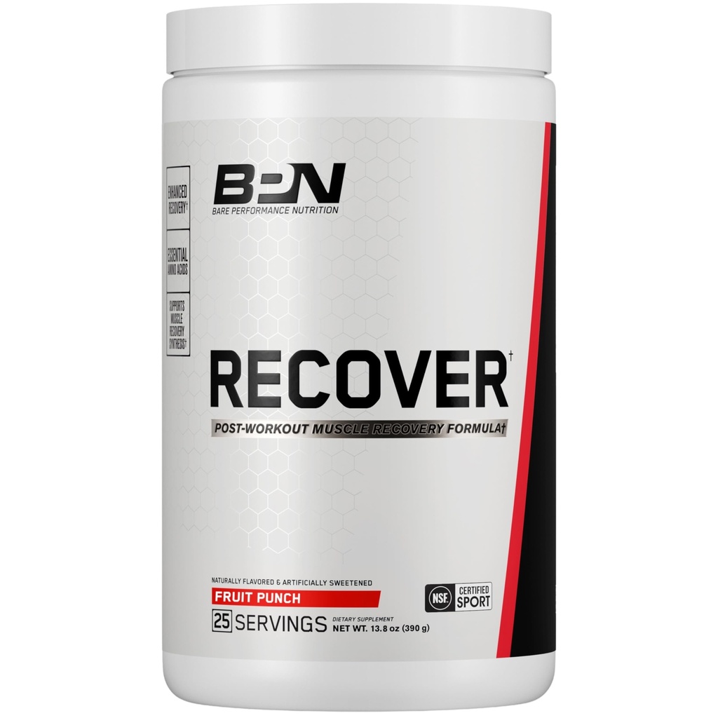 BARE PERFORMANCE NUTRITION BPN Recover Post-Workout Enhanced Muscle Recovery Drink Mix - Essential Amino syror med Amino9®, CherryPURE® Tart Cherry & Carnitine, 25 portioner, Fruit Punch