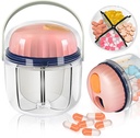 Portable Pill Box, GloDeals Weekly Pill Organizer 7-Day Travel Medicine Organizer BPA Free Moisture Proof Portable Medicine Container för vitaminer, fiskoljor, tillskott (Pink-)