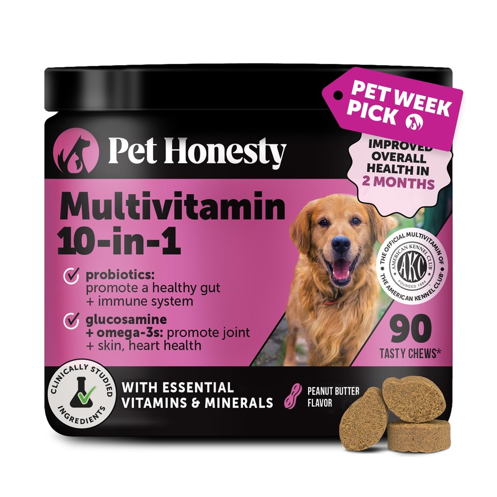 Multivitamin Dog Supplement, Glukosamin chondroitin för hundar, probiotika, Omega Fish Oil, Dog Supplements & Vitaminer, Vitaminer för hud och Coat Allergies, (Peanut Butter 90 ct)