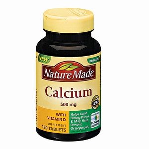 Nature Made Calcium, 500 mg, med vitamin D, tabletter, 130 greve (Pack of 3)