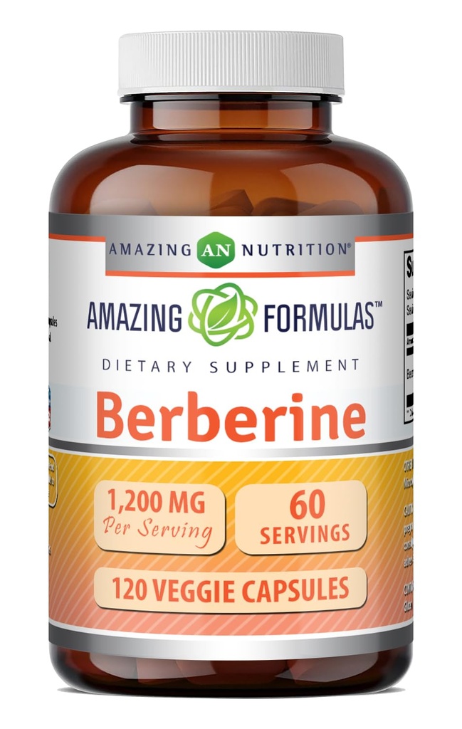 Fantastiska formler Berberine Supplement | 1200 Mg per portion | Veggie Capsules | Icke-GMO | Glutenfri | Tillverkad i USA (1 Pack, 120 greve)