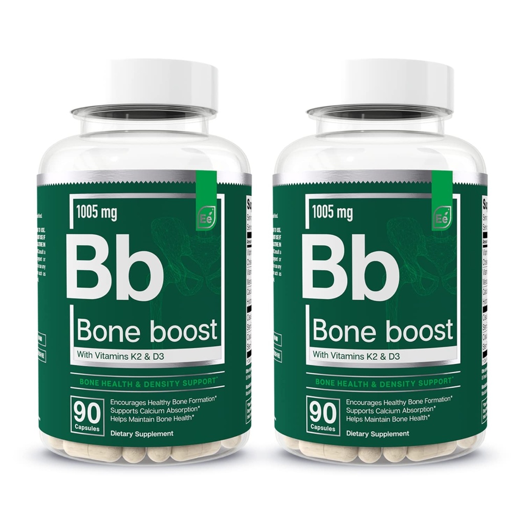 Essential Elements Bone Boost Bone Health Supplement - Bone Support och Calcium Supplement med vitamin D 3, K2, Cissus Quadrangularis för benstyrka - 180 kapslar (60 Day Supply) (2-Pack)