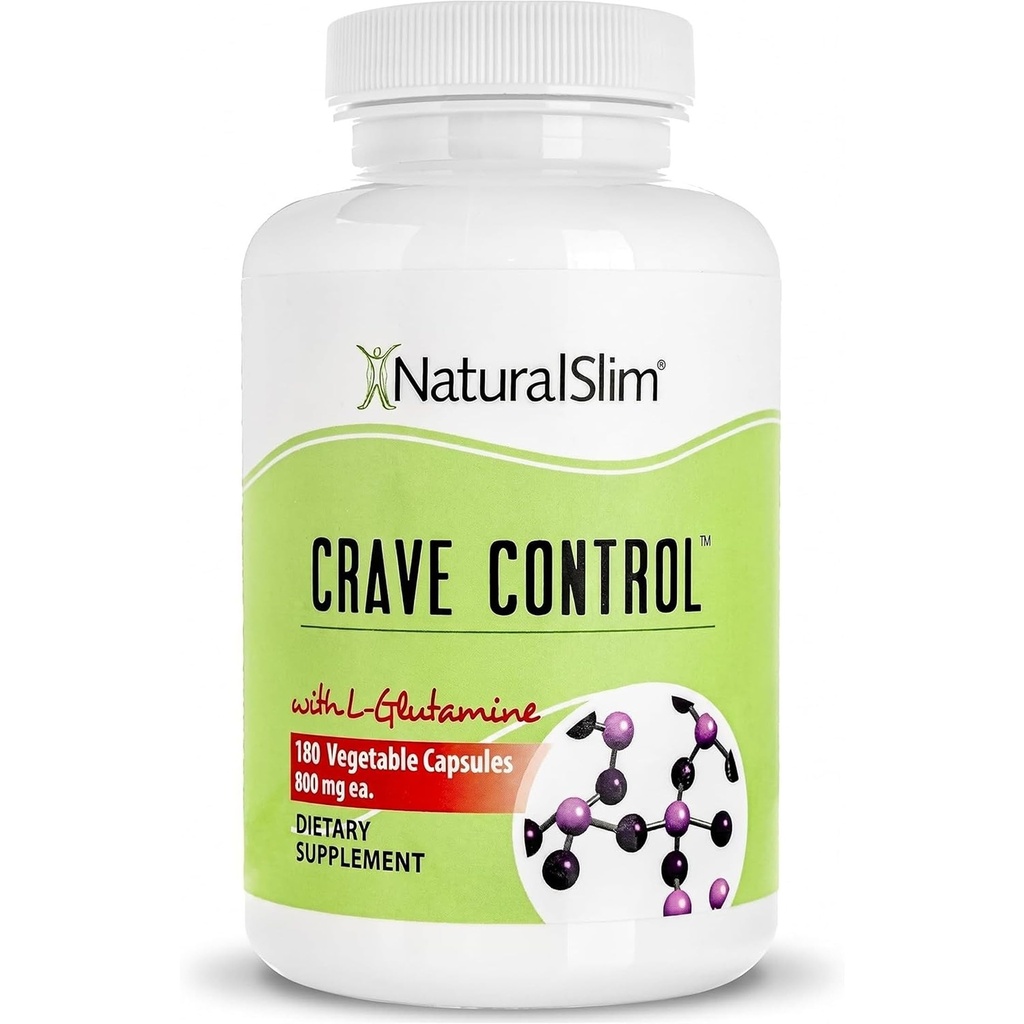 NaturalSlim Natural Appetite Suppressant - Craving Blocker Sugar & Refined Carbs Crave Control - Energi & Metabolism Booster med L Glutamin & Thiamine B1 Supplement - 180 Vegetabiliska kapslar