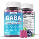 GABA Gummies 500 mg - Sugar-Free Calm Gummies med L Theanine, 5-HTP, Vitamins D3, B12, Ashwagandha, Melatonin-Free för Brain Calm, Mood, Zzz Better, GABA Supplement för Adult, Blueberry Flavor, 1Pack
