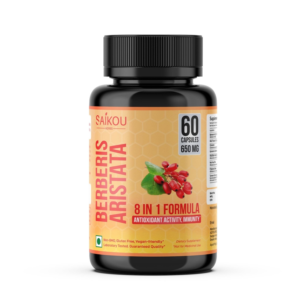 Berberine HCL Extract 1300mg with Milk Thistle, Ceylon Cinnamon, Gymnema Sylvestre & Turmeric - 60 Capsules