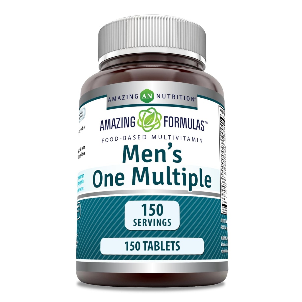 Fantastiska formler Mäns One Multivitamin Supplement | Mat Baserat | 150 tabletter | Perfekt blandning av vitaminer, mineraler & probiotika | Non-GMO | Gluten-Free | Tillverkad i USA