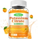 Kaliumcitrat Gummies - Hög potens kalium tillskott för muskelhälsa, Leg Cramp Relief, Electrolyte Balance - Vegan, icke-GMO, glutenfri, orange smak, 60 greve