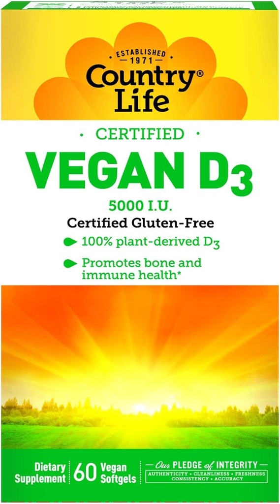 Country Life Vegan D3, 60 greve