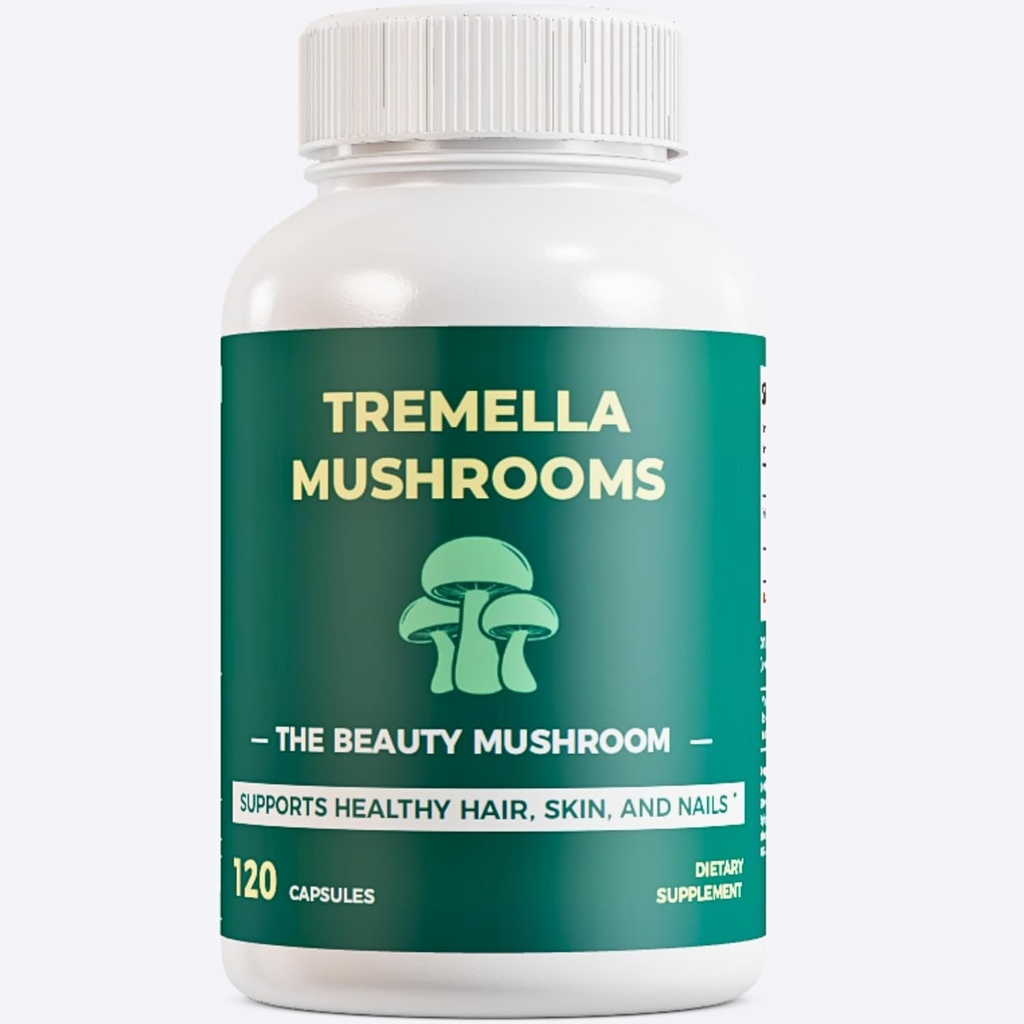 Tremella Mushroom Extract Capsules 1000mg | Snow Mushroom (Tremella fuciformis) Tillägg för hud, hår, naglar, hälsosamma gemensamma, hjärnhälsa, immunitet | 120 Vegan kapslar, icke-GMO