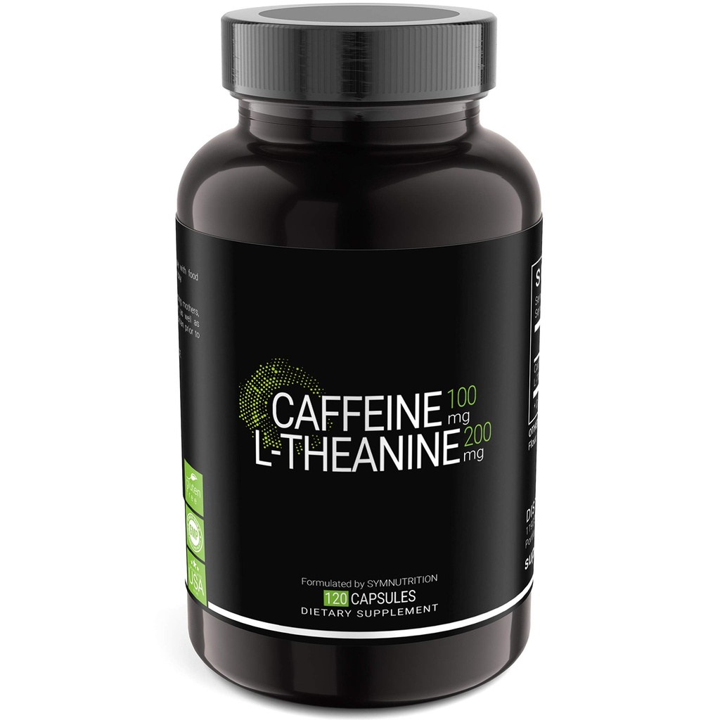 SYMNUTRITION Caffeine 100mg, L-Theanine 200mg - 120 greve (V-Capsules) / 120 portioner: Tillverkad i en cGMP-registrerad anläggning i USA; Vegan & Gluten Free