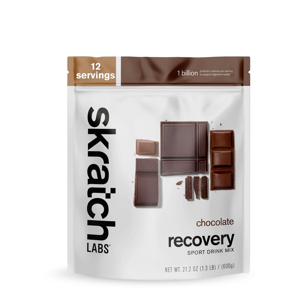 Skratch Labs Post Workout Recovery Drink Mix med choklad, (21.2 oz, 12 portioner) med komplett mjölkprotein av Casein, Whey, Probiotika, Gluten Free, Kosher, Vegetarian