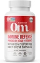 Om Mushroom Superfood Immune Defense Mushroom Capsules Superfood Supplement, 90 Count, 30 dagar, Mushroom Blend, Reishi, Turkiet Tail, Maitake, Agaricus Blazei, Vitamin C, Vegan