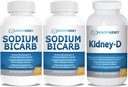 Natriumbikarbonat 650mg kapslar för syra lättnad, Alkalinitet 120 piller 2-Pack + njur-D njurtillskott. Vitamin D Optimerad för njursupport.