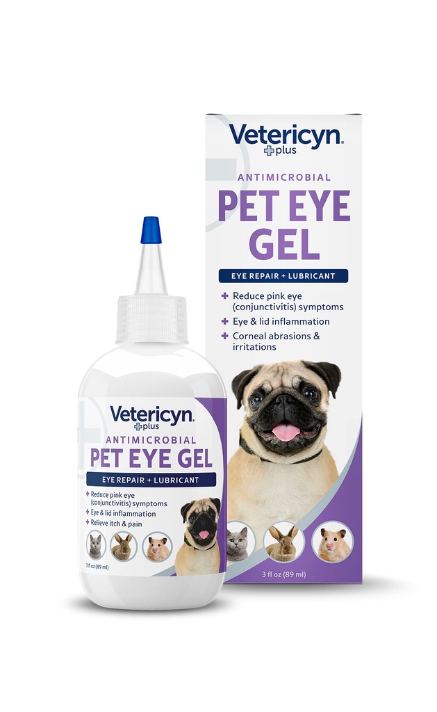 Vetericyn Plus Pet Eye Gel | Hund och Cat Eye Ointment Alternativ för att smörja och lindra ögonirritationer och abrasioner, minska symtomen på rosa öga hos hundar och katter.