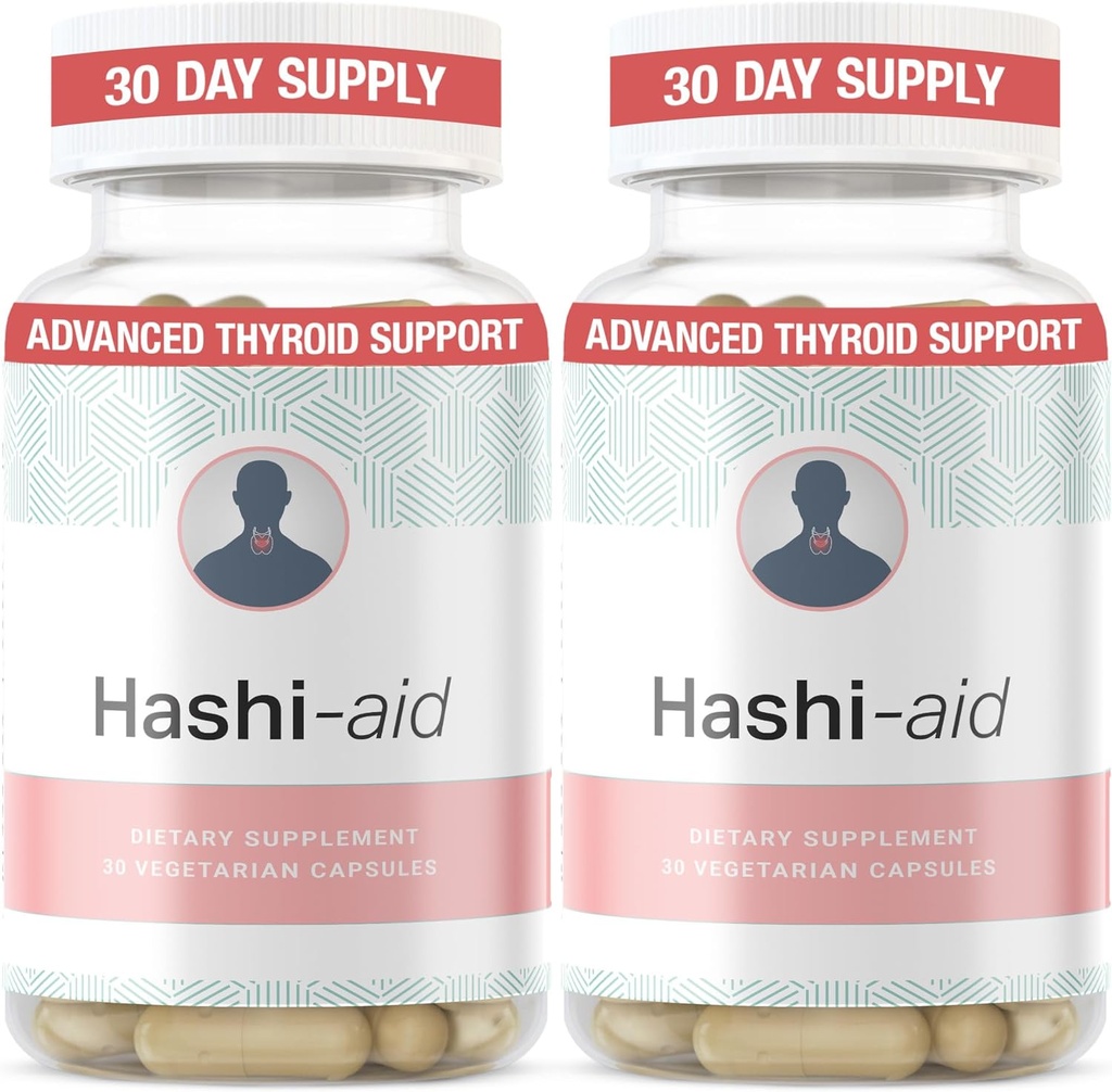 IBDassistTM Hashi Aid Thyroid Support för kvinnor och män - Thyroid Supplement för Hashimotos sjukdom och Hypothyroidism * - med Ashwagandha, Selen, Zink, Vitaminer och mer - 30 kapslar (2 Pack)