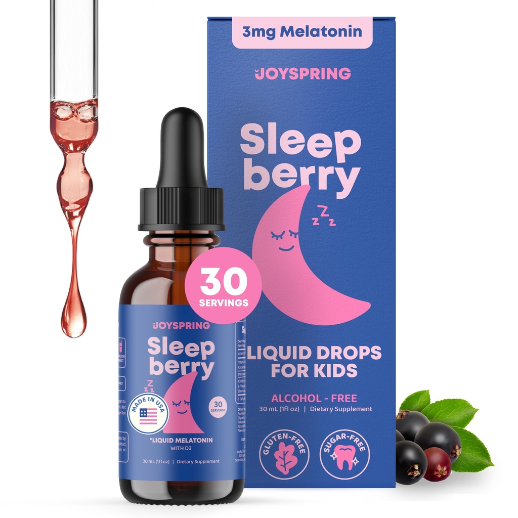 SleepBerry Liquid Melatonin för barn - Naturlig sömnhjälp med Elderberry och vitamin D - ökar immunsystemet medan de sover (1 Fl oz)