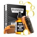 Beard Kit av Ranger Grooming Company av Leven Rose, 100% organisk naturlig doftfri oscent skäggolja, Boar Bristle Beard Brush, Natural Wood Comb Beard Care Starter Set för män