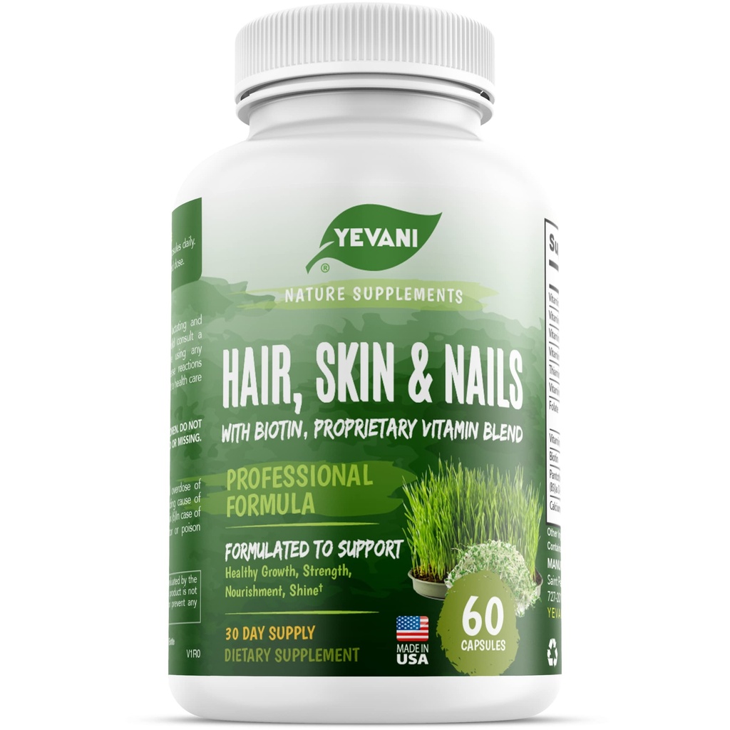 100% rent hår, hud och naglar vitaminer med Biotin Super Blend Formel, utformad för att stödja strålande skönhet, hår, hud och nagelhälsa för både kvinnor och män