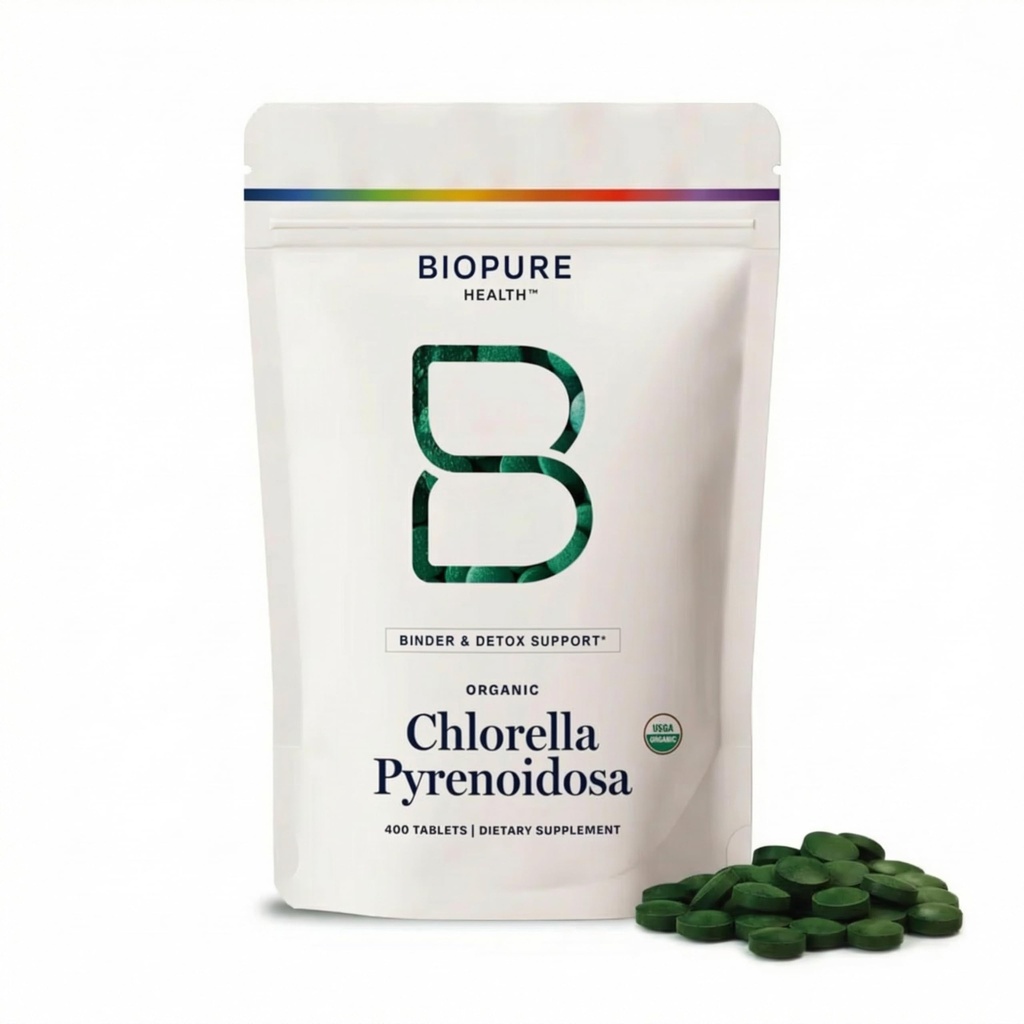 BioPure Chlorella Pyrenoidosa - 100% Organic, Cracked-Cell Wall, Nutraceutical Superfood Packad med proteiner, vitaminer, mineraler och aminosyror som stöder metabolism, Detox & Immunity - 400 tabletter