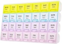 Large Weekly Pill Organizer 4 Times A Day, Moisture-Proof 7 Day Pill Box, Travel Pill Cases Portable for Pills Vitamin Fish Oil Supplements(Yellow)