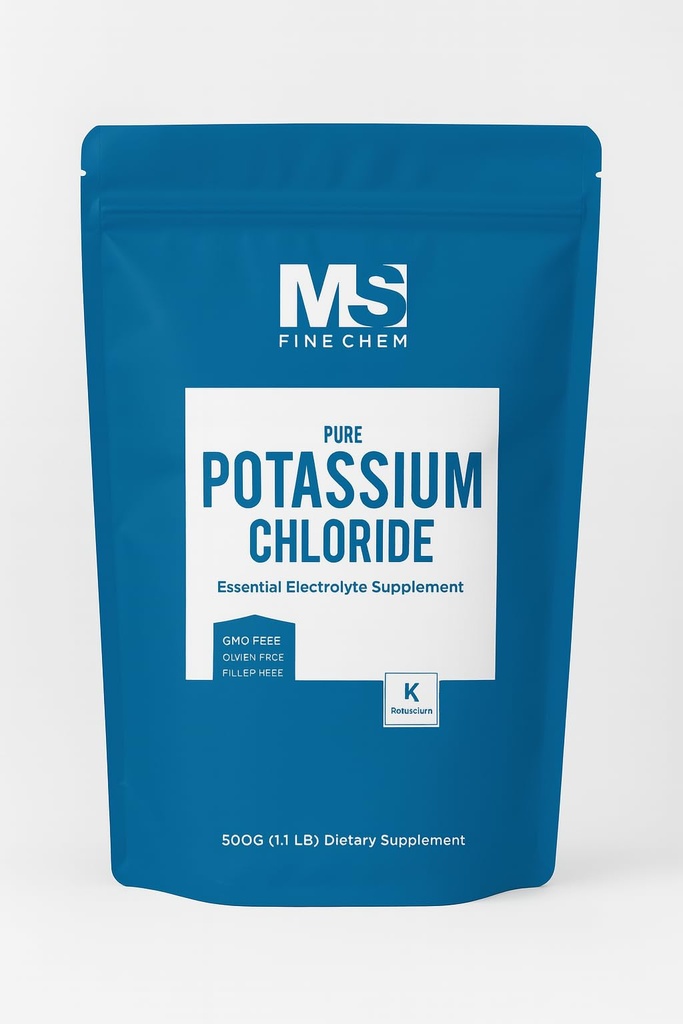 Kaliumkloridpulver - 500 gram - 1,1 lb - Kaliumtillskottspulver, kaliumkloridsaltsubstitut, kaliumsalt - Glutenfri, 200 mg per portion