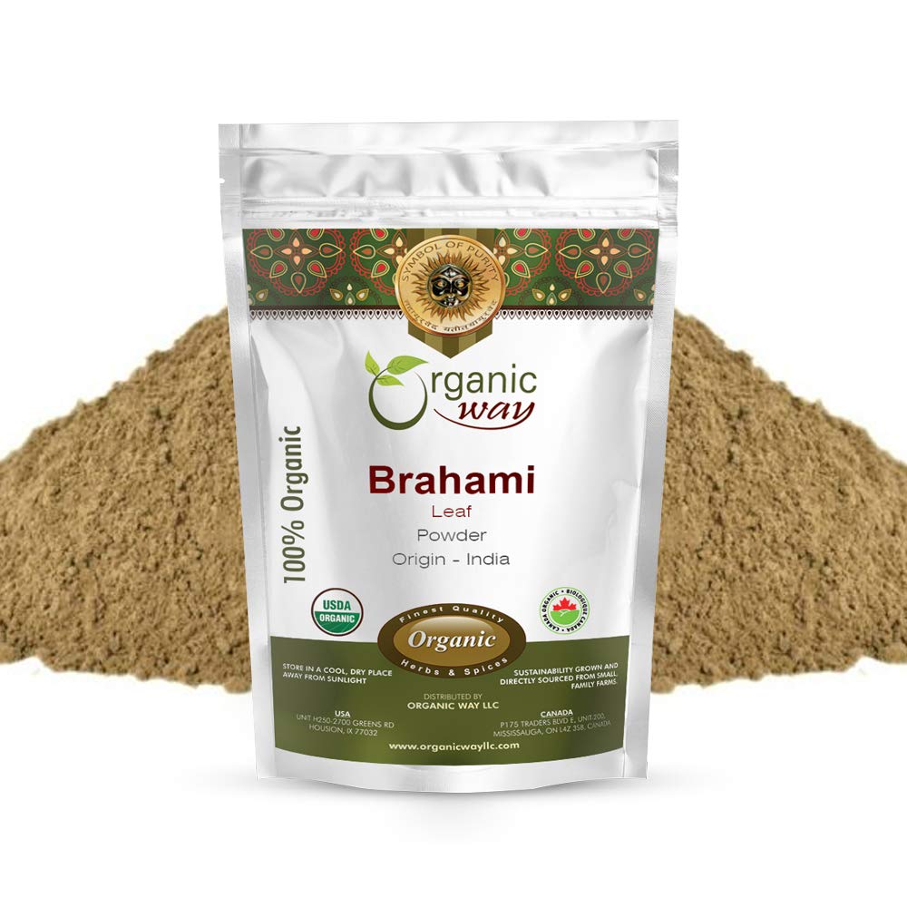 Organiskt sätt Brahmi Leaf Powder (Bacopa Monnieri) - Organic & Kosher Certified | Raw, Vegan, Non GMO & Gluten Free | USDA Certified | Origin - Indien (1/4 LBS)