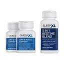 OmegaXL Joint Relief Supplement - Natural Muscle Support, 60 Softgels (2 Pack) & SleepXL omedelbar frisättning melatonin, L-Theanin (Calming), Chamomile, Magnesium & B6 (60 Vegan kapslar)