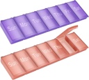 Weekly Pill Organizer, 2 Pack Large Daily Vitamin Pill Box,Portable Travel Friendly 7 Day Pill Containers Medicine Holder,Handbag Outdoor Camping Small Pill Case för kosttillskott Fish Oill