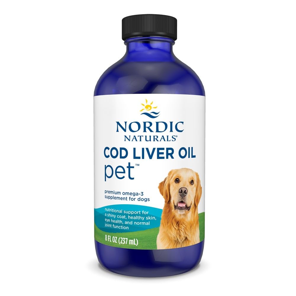 Nordic Naturals Pet Cod Liver Oil, Unflavored - 8 oz - 1048 mg Omega-3 Per Teaspoon - Fiskolja för hundar med EPA & DHA - Främjar hud, rock och immunhälsa