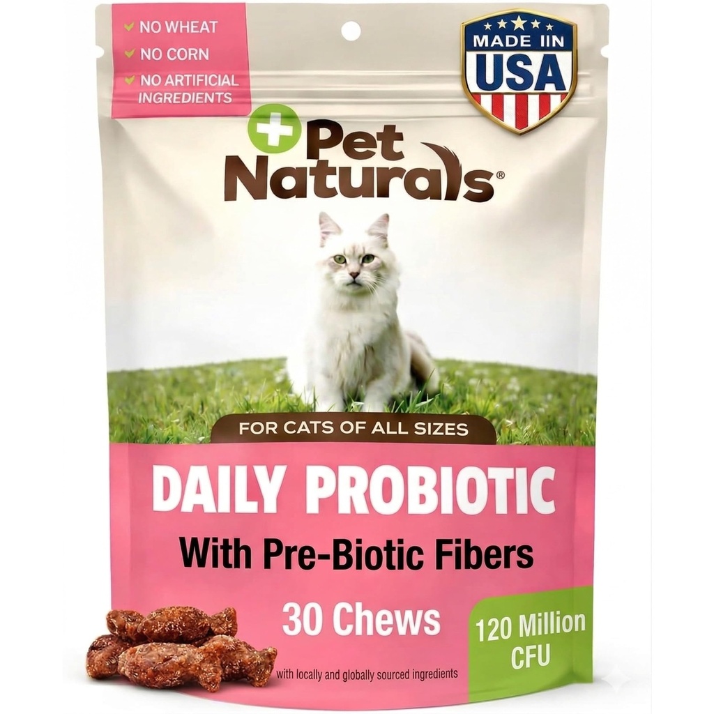 Pet Naturals Daily Probiotic för katter, 30 Chews - Digestive och Immune Support Supplement för katter