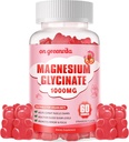 Magnesium Glycinate Gummies 1000mg - Sugar Free Magnesium Potassium Supplement med vitamin D, B6, Q10 för lugn humör och sömnstöd - 60 jordgummies
