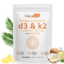 newseel Vitamin D3 K2 kapslar, D3 & K2 Vitamin Supplement, Vitamin D3 och K2, D3 Supplement, Svara K2 D3 Coconut Oil Softgels (120)