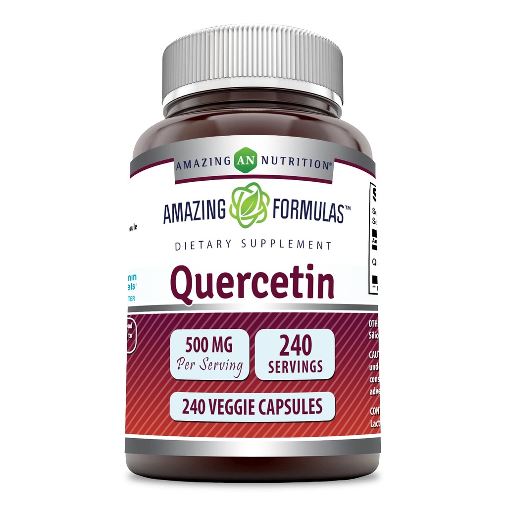 Fantastiska formler Quercetin 500mg Veggie Capsules Supplement | Non-GMO | Gluten Free | Stöder övergripande hälsa och välbefinnande (240 greve)