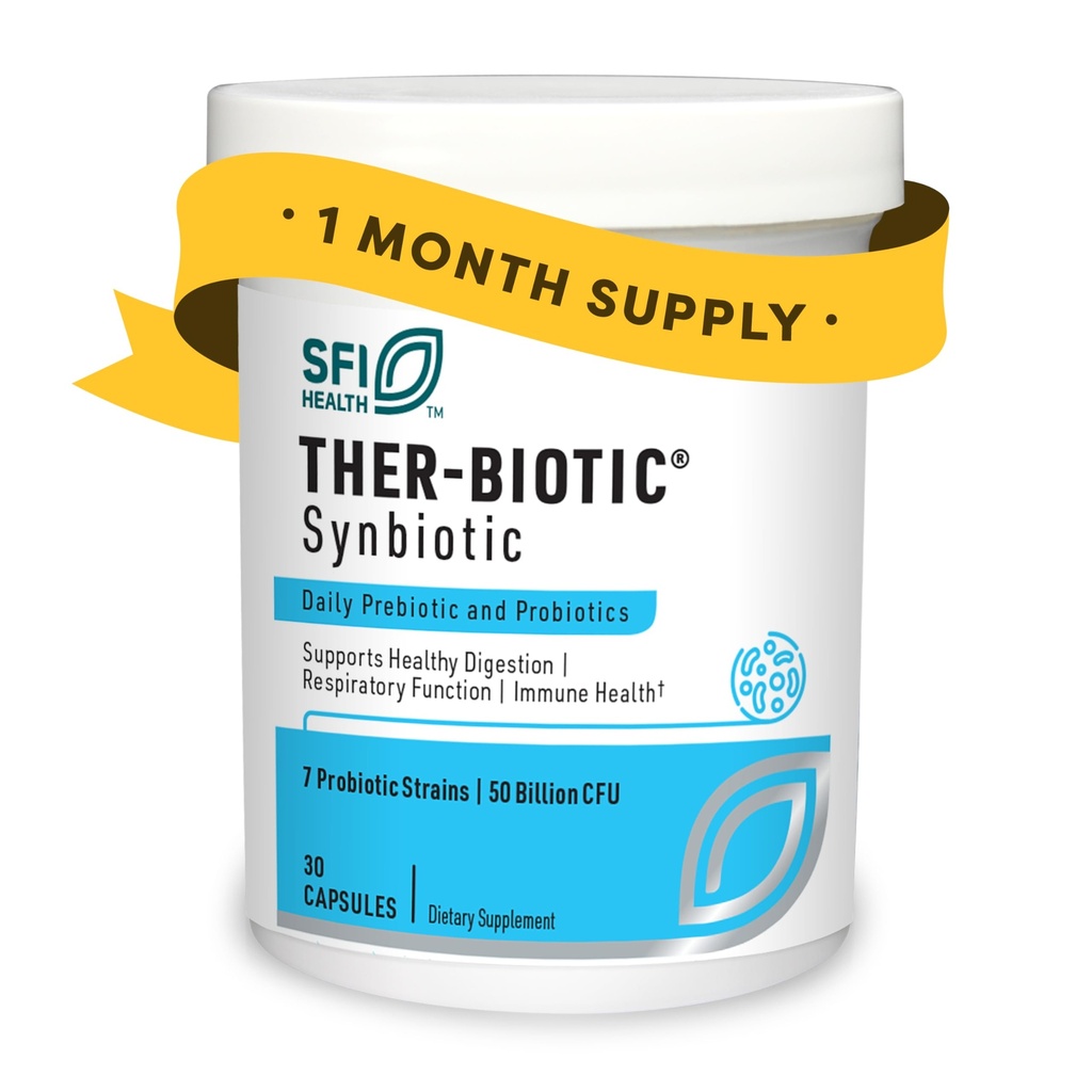 Klaire Labs SFI Health Ther-Biotic Synbiotic Prebiotics & Probiotics for Women & Men - Daily Probiotic med lågt FODMAP Prebiotic - Gut, Immune, Respiratory & Digestive Health Support (30 kapslar)