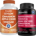 Ceylon Cinnamon (1pk) och Fadogia Tongkat Ali (1pk) Supplement Bundle - Potent Vitaminer för hjärta, energi, muskel, testosteron och immunstöd - Non-GMO, Vegan, Gluten-Free