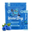 Waterboy Weekend Recovery | 3 200mg Electrolyte Powder Packets | Ginger + L-Theanine + Vitaminer | No Sugar, All Natural, Gluten Free | 24 Drink Stick Mixes (Blue Raspberry)