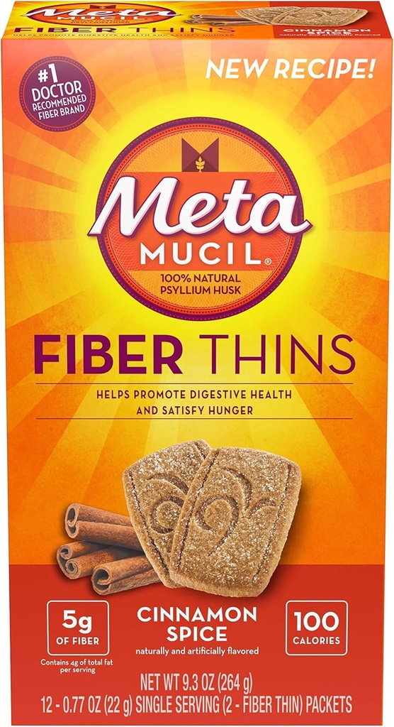 Metamucil Fiber Thins Storlek 12 Räkna med 2 Crisps 9.3 Ounce (Value Pack på 6)