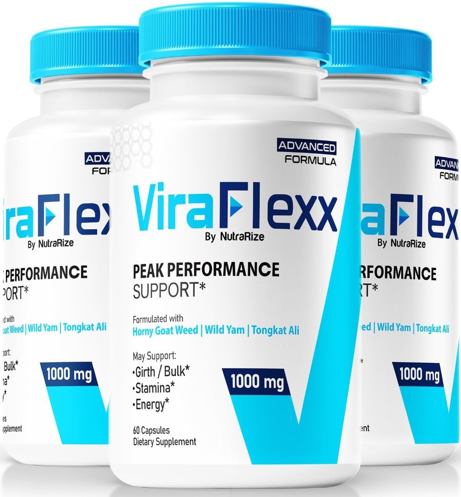 NutraRize (3 Pack ViraFlexx för män, Pro Capsules, Male Performance Support 500mg, All Natural Dietary Supplement för att stödja övergripande hälsa, Vira Flexx Reviews (180 kapslar)