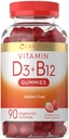 Carlyle Vitamin D3 + B12 Complex Gummies | 90 greve | Vegetarian, icke-GMO och Gluten Free Formel | Strawberry Flavor Supplement