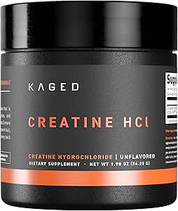 Kaged Creatine HCl Powder, Unflavored, Muscle Building and Recovery Supplement, Patented Formula, Highly Soluble Powder, 75 portioner
